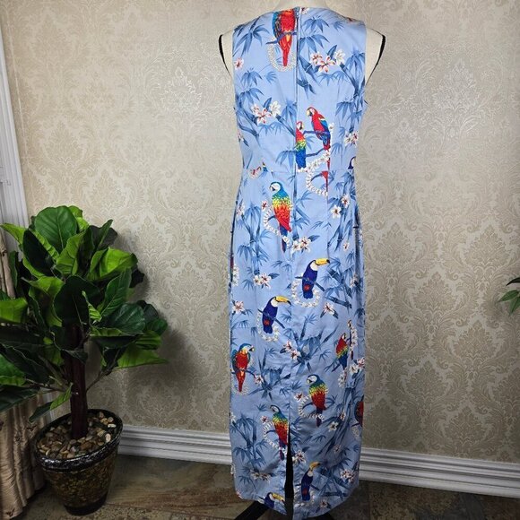 Hilo Hattie the Hawaiian Original Size 10 Blue Dress Florals Birds Sleeveless - Picture 6 of 14